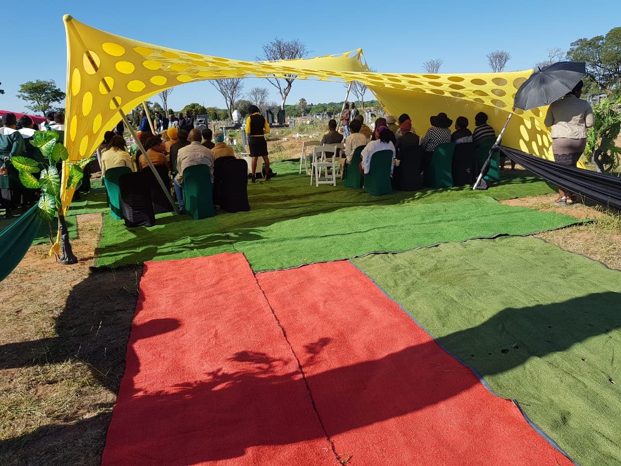 Outdoor funeral service setup